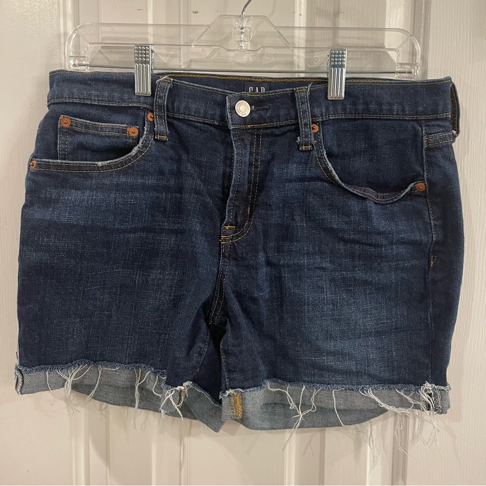 Gap 1969 Denim Garfie 5” Frayed Hem Dark Wash Denim Jean Short - 30
